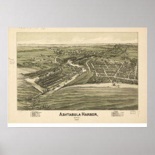 Póster 1896 el puerto de Ashtabula, pájaros del OH