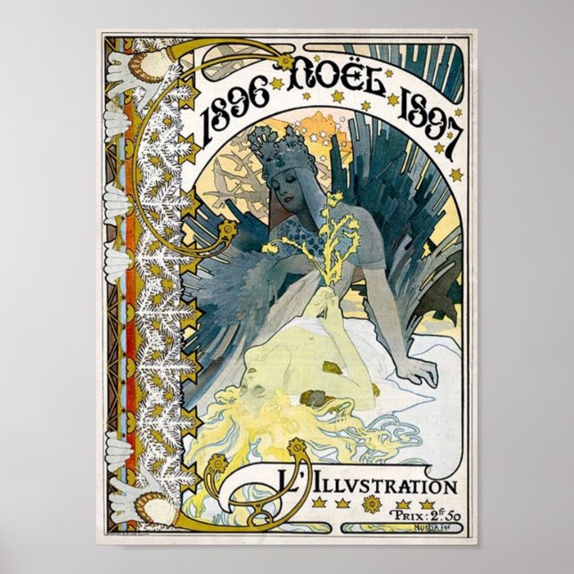 Póster 1896 NOEL 1897 Alphonse Maria Mucha Poster (Frente)