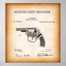 Póster 1896 PATENT for REVOLVER SAFETY MECHANISM