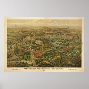 Póster 1897 Nashville, mapa panorámico de la expo