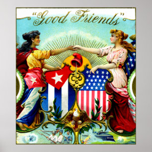 Póster 1898 buenos cigarros de los amigos