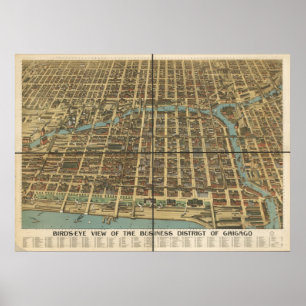 Póster 1898 mapa panorámico de la opinión de ojo de