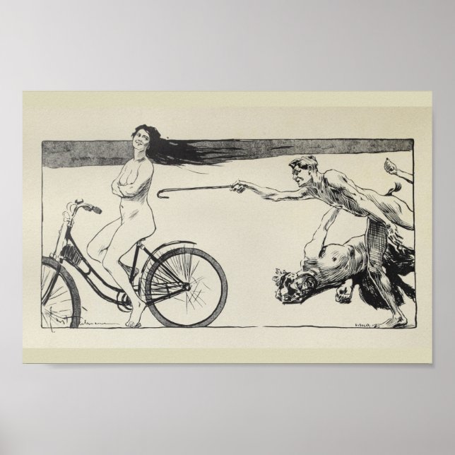 Póster 1898 Vintage Bicycle Woman Ad Art Poster (Frente)