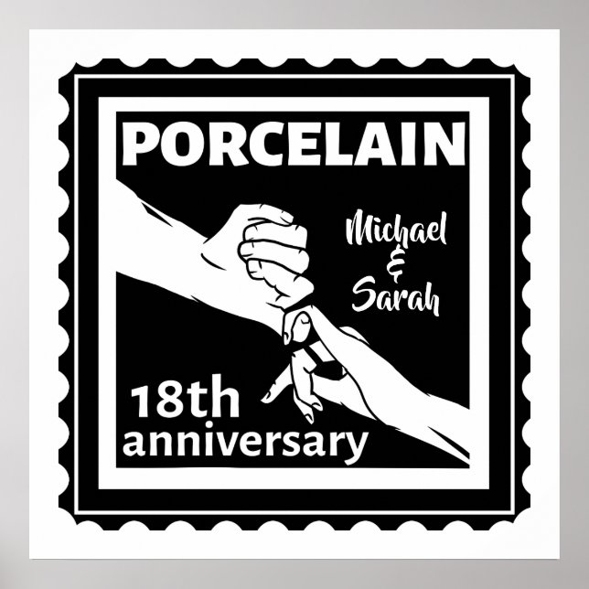 Póster 18.º boda aniversario porcelana tradicional (Frente)
