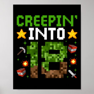 Póster 18.º Jugador de Cumpleaños Pixel Creepin’ En 18 Vi