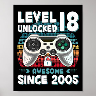 Póster 18 años Bday Son Boy Funny Gamer 18 años Bir