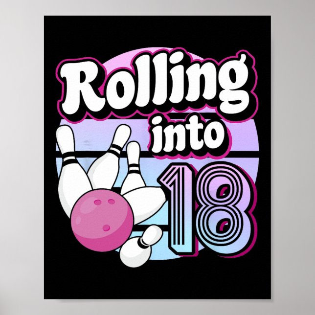 Póster 18 Bowling 18 cumpleaños (Frente)