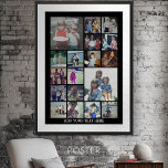 Póster 18 Collage de fotos y texto - Puede editar negro<br><div class="desc">Un diseño con un fondo negro básico. Utiliza hasta 18 fotos cuadradas para crear un regalo único y personal. Si necesita ajustar las imágenes,  haga clic en la herramienta personalizar para realizar cambios.</div>
