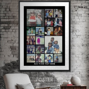Póster 18 Collage de fotos y texto - Se puede editar negr