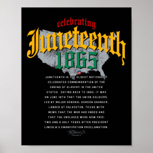Póster 18 de junio de 1865 Mapa afroamericano de Bla
