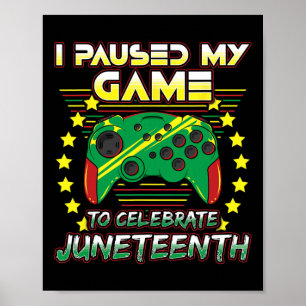 Póster 18 de junio Gamer Detuve Mi Videojuego 1865 Negro