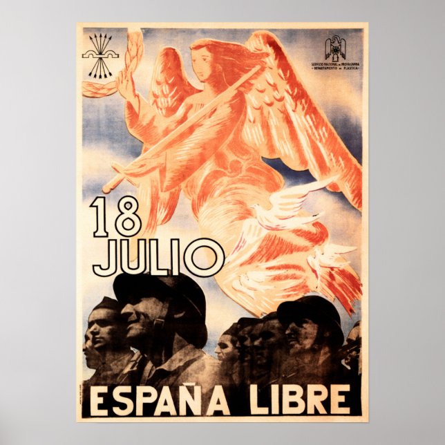 Póster 18 JULIO ESPANA LIBRE Propaganda de Guerra Civil E (Frente)