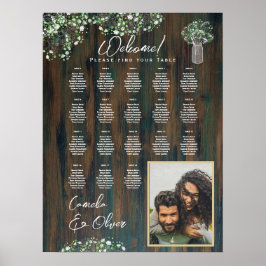 Póster 18 Mesa Madera Rústica Gypsophila Fotografía de la