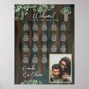 Póster 18 Mesa Madera Rústica Gypsophila Fotografía de la