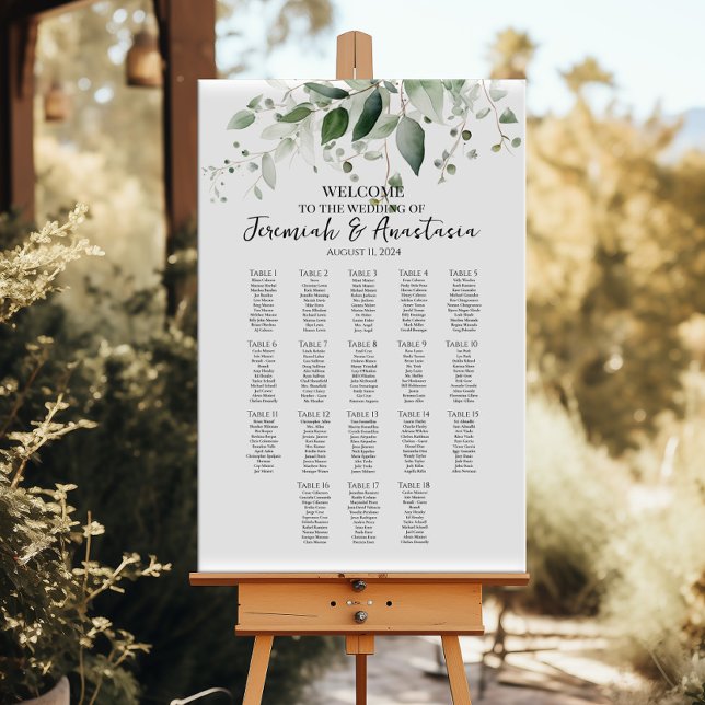 Póster 18 mesas elegante boda de vegetación (Subido por el creador)