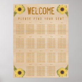 Póster 18 Mesas Tabla De Asientos Girasol De Madera Rústi