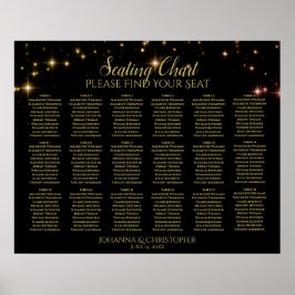 Póster 18 Tabla Dorada Sparkles Boda negro Tabla de asien