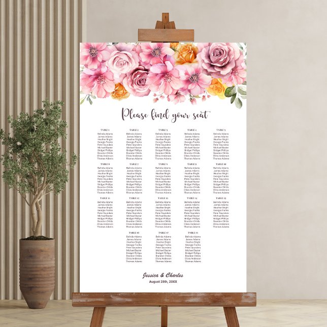 Póster 18 Tabla Elegante Boda Floral Rosa (Subido por el creador)