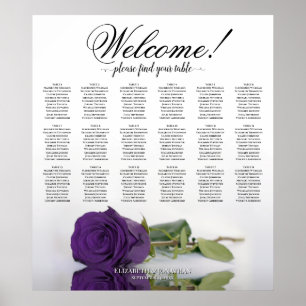 Póster 18 Tabla Elegante de asientos Rosa Royal Purple