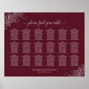 Póster 18 tableros de Boda de mesa sobre la plata en Borg