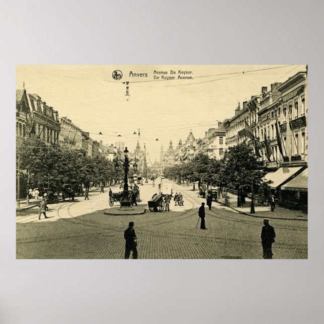 Póster 1900 Antwerpen De Keyser Avenue Antwerp Anvers (Frente)