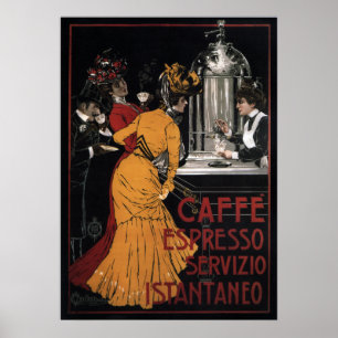 Póster ~ 1900 de Servizio Istantaneo del ~ del café
