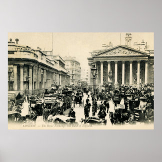 Póster 1900 London Royal Exchange y Bank of England