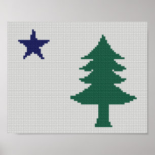 Póster 1901 Bandera Principal Faux Cross-Stitch