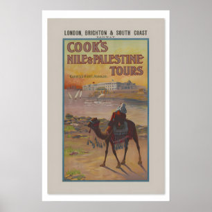 Póster 1901 Tour de Cooks por el Nilo y Palestina al Esti