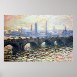 Póster 1902 Monet La puente de Waterloo anagoria Vintag