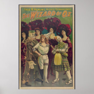 Póster 1903 El Mago de Oz Musical Vintage Estilo
