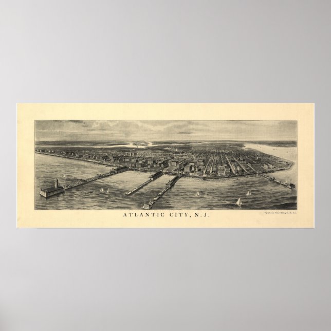 Póster 1905 Atlantic City NJ Birds Eye View Panoramic Map (Frente)