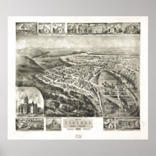 Póster 1905 párrocos, mapa panorámico de la opinión del