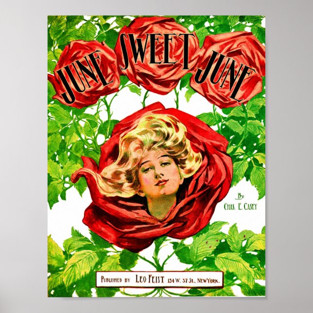 Póster 1908 Junio Portada musical de papel de junio dulce (Frente)