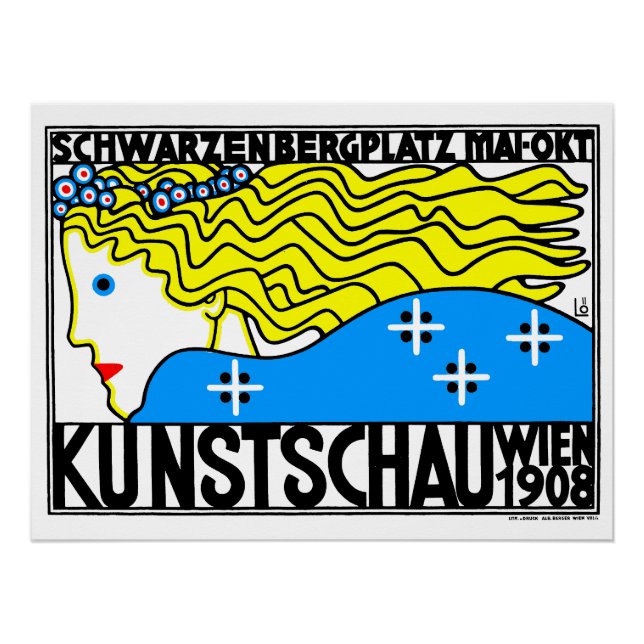 Póster 1908 Viena Art Nouveau Show Fair Maiden (Anverso)