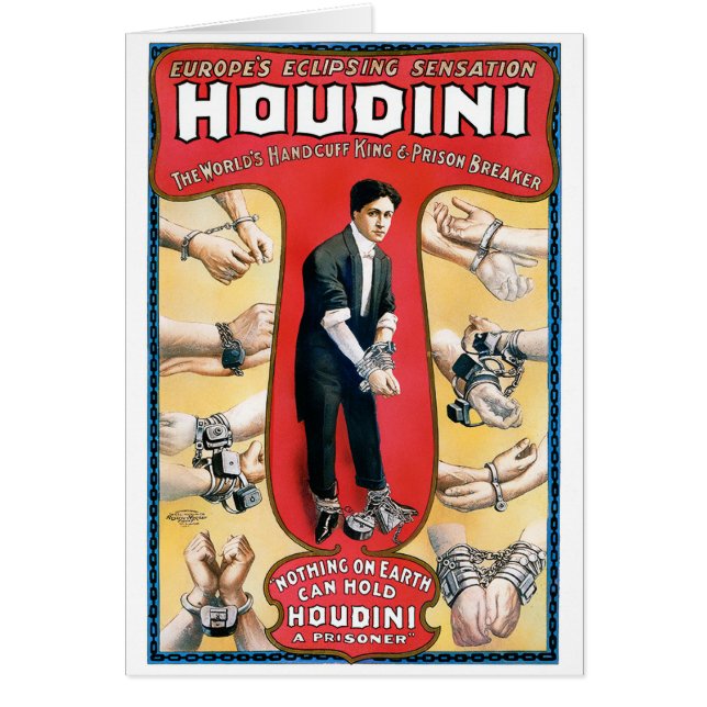 Poster 1909 del vintage del mago de Houdini (Frente)
