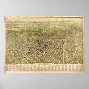 Póster 1909 Los Ángeles, CA Birds Eye View Panoramic Map