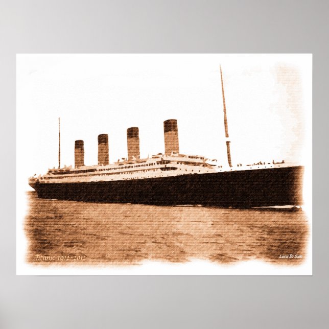 Póster 1912-2012 Dibujo del Memorial Titanic firmado (Frente)
