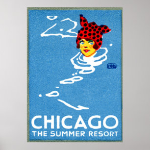 Póster 1912 Chicago, el centro turístico de verano