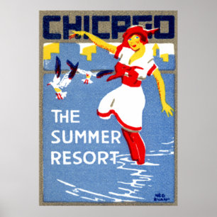 Póster 1912 Chicago, el centro turístico de verano
