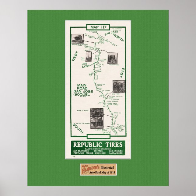 Póster 1914 Map, San Jose to Soquel (Frente)