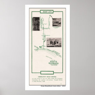 Póster 1914 mapa, ciudad de Santa Barbara