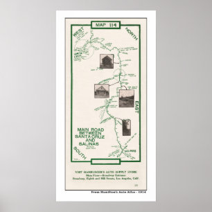 Póster 1914 mapa, Santa Cruz a las salinas