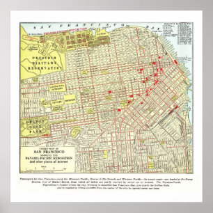 Póster 1915 Map of San Francisco - Poster
