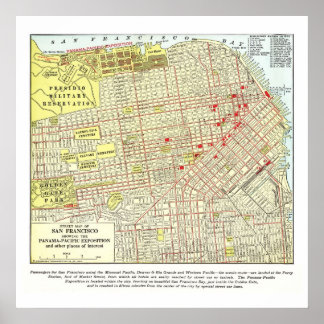 Póster 1915 Map of San Francisco - Poster