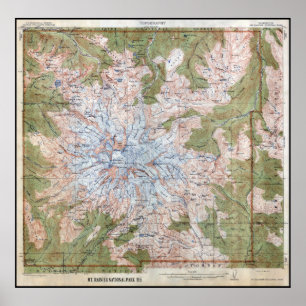 PÓSTER 1915 MT. MAPA TOPOGRÁFICA DE LLUVIA