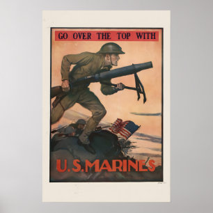 Póster 1917 Infantería de Marina de EE. UU. Primera en Fr