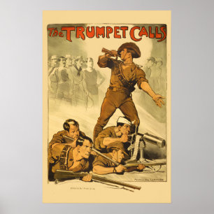 Póster 1918 Australia ¡La trompeta llama! Alistamiento pa