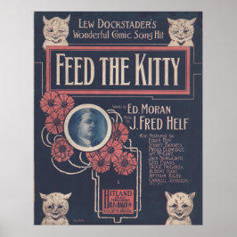 Póster 1918 FEED THE KITTY sheet music cover