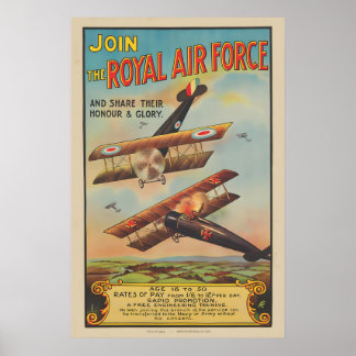 Póster 1918 Primera Guerra Mundial - Únase a la Royal Air